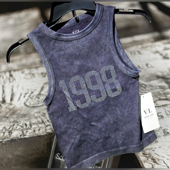 Vital Life Activewear Bling Ribbed Crop Top Size Small - Picture 3 of 11